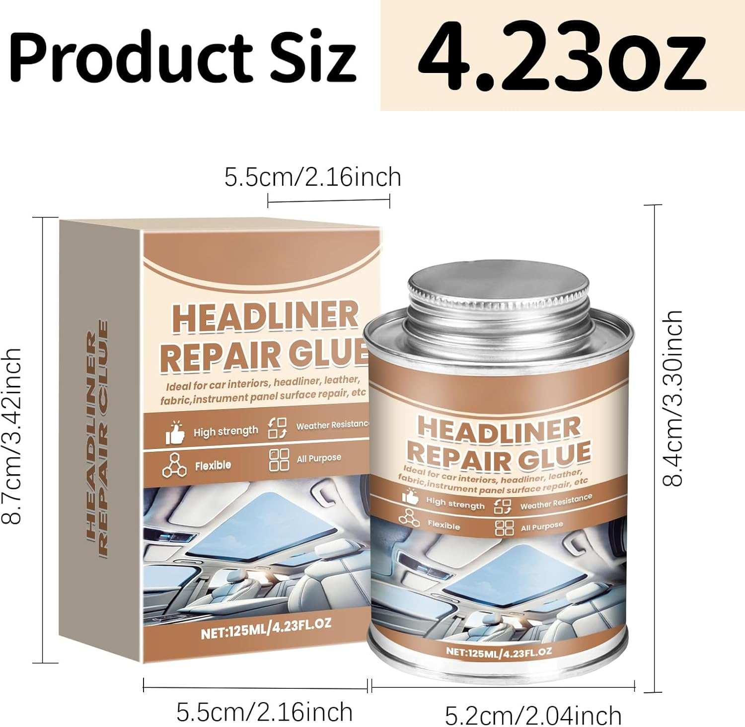 Headliner Repair Glue, Multifunctional Upholstery Glue, Suitable for Car Interiors, Leather, Fabrics, Etc(4.23 Oz) image number 5