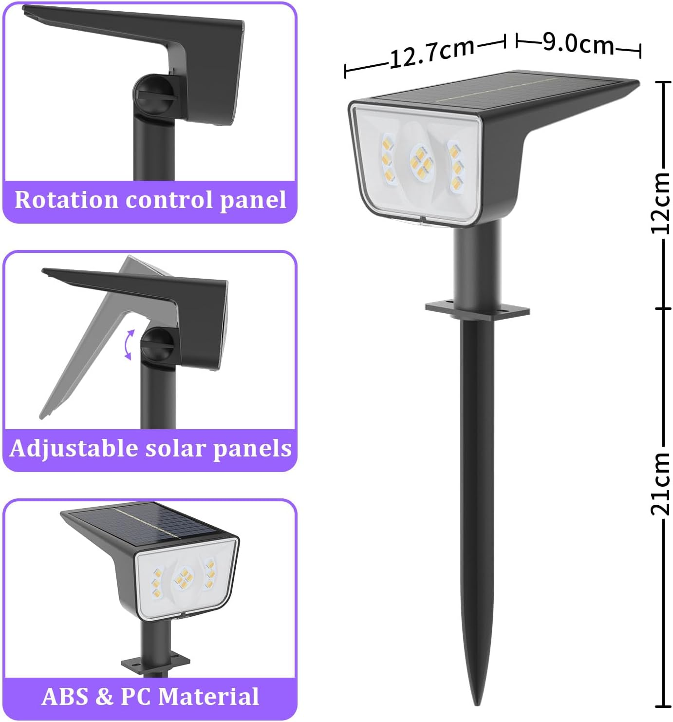 Solar Spot Lights Outdoor: 6 Pack Solar Lights Outdoor IP67 Waterproof, 2 Lighting Modes(Warm Light/Cool White) Garden Solar Spotlights for Landscape Pathway Garden Porch Yard Pool image number 1