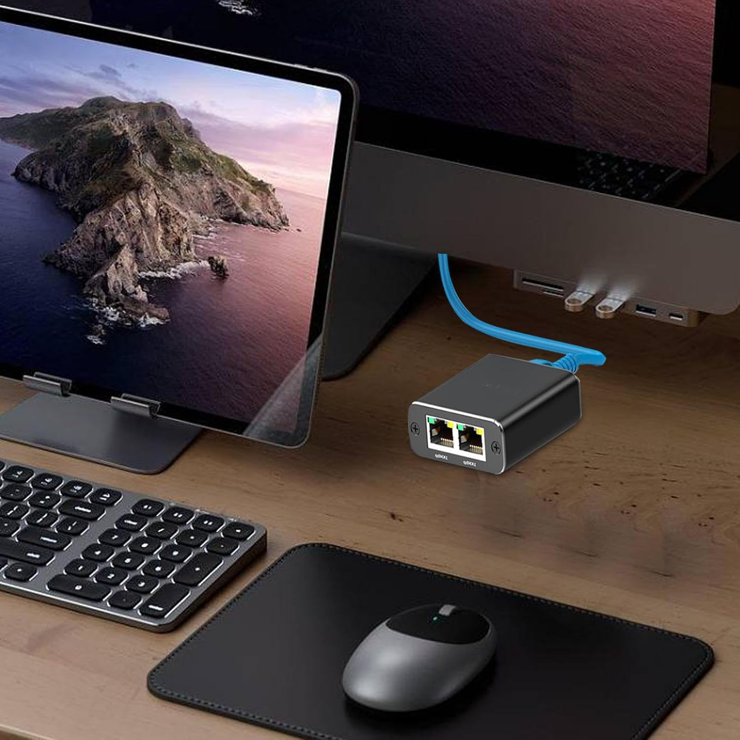 Ethernet Splitter Adapter - 1 to 2 Gigabit Internet | 1000Mbps Ethernet Splitter High Speed, Gigabit Unmanaged Ethernet Network Hub, LAN Splitter for Cat 5/5E/6/7/8 Cable Buniq image number 3