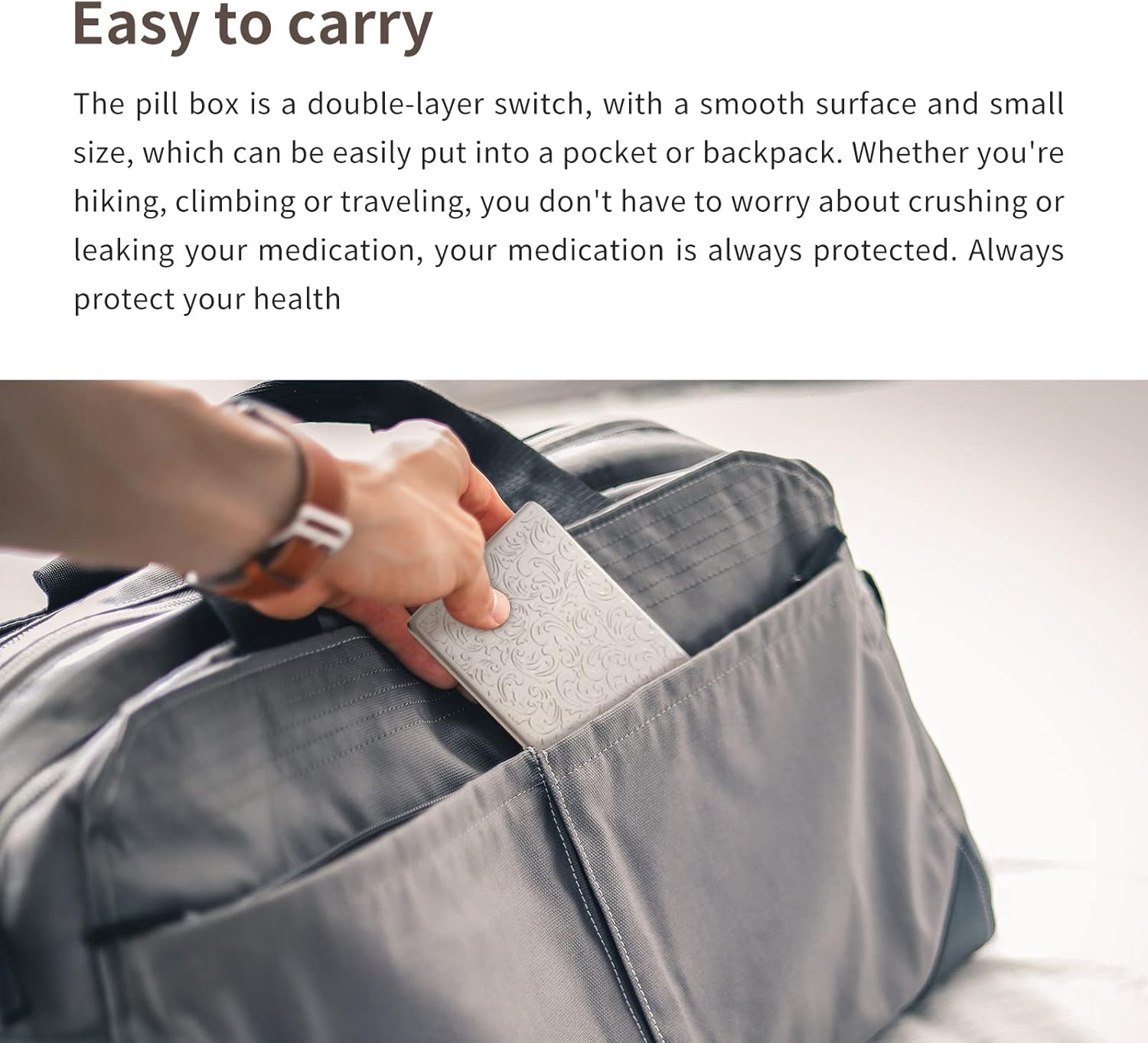 Portable Metal Travel Medicine Box/8 Compartments (Silver, Rectangle) image number 4