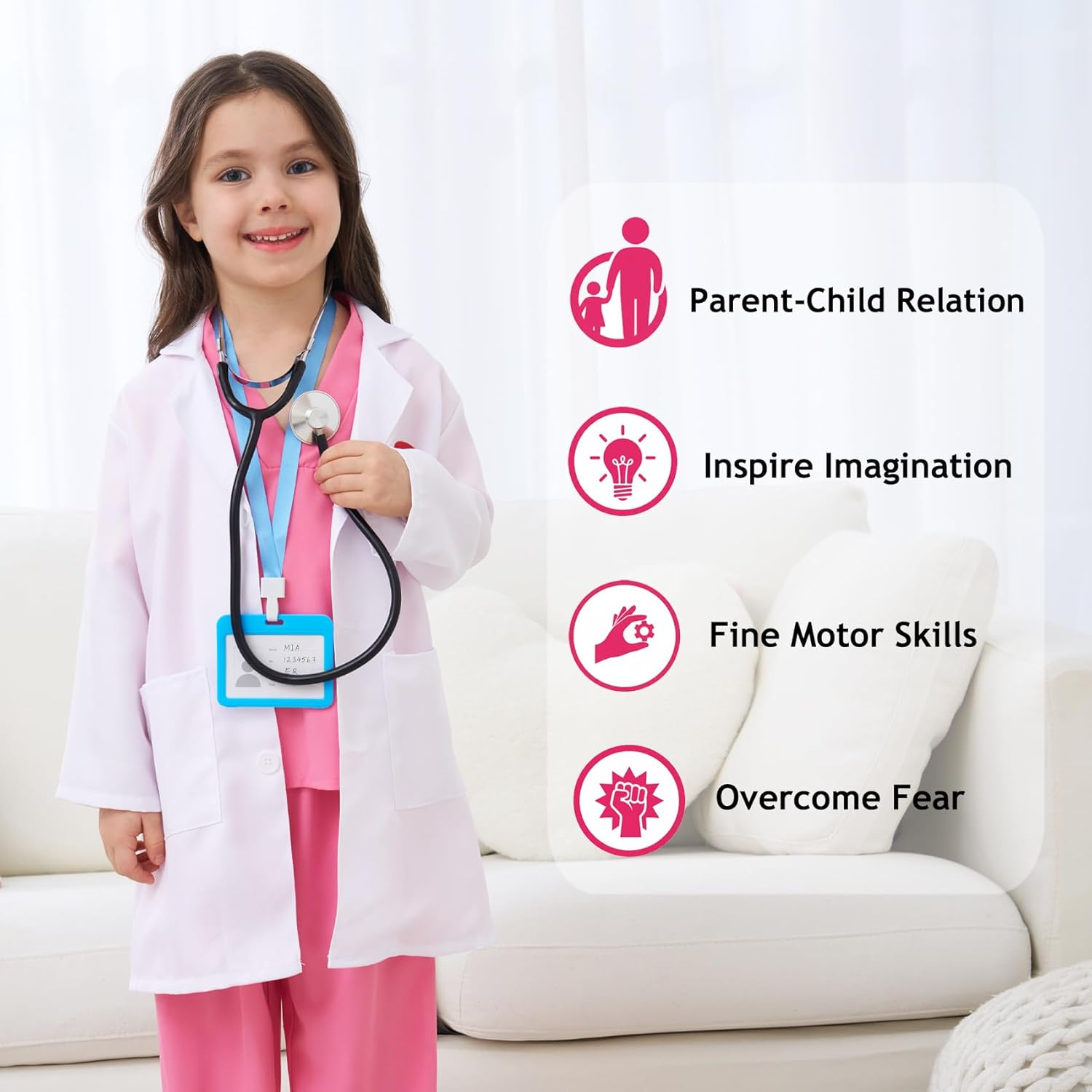 FOVIORZ Doctor Costume for Kids Scrubs Doctor Dress up for Halloween Career Day Role Play image number 6