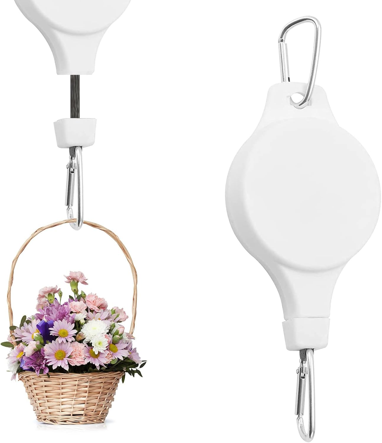 Retractable Plant Pulley Flower Basket Hook,Adjustable Telescopic Hook for Hanging Basin Chlorophytum Flower Pot Birdcage - Home Gardening Decoration Supplies (4Pcs) image number 5