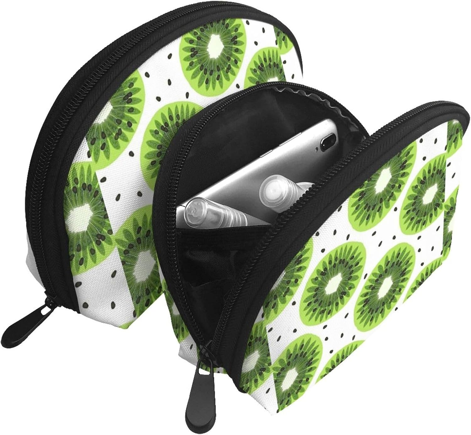 Cozimangoe Coin Pouch Makeup Bags Set, 2 Piece Shell Shape Cosmetic Bag with Pockets for Daily Travel Handbag Lipstick Keys Toiletry, Personalized Kiwi image number 5