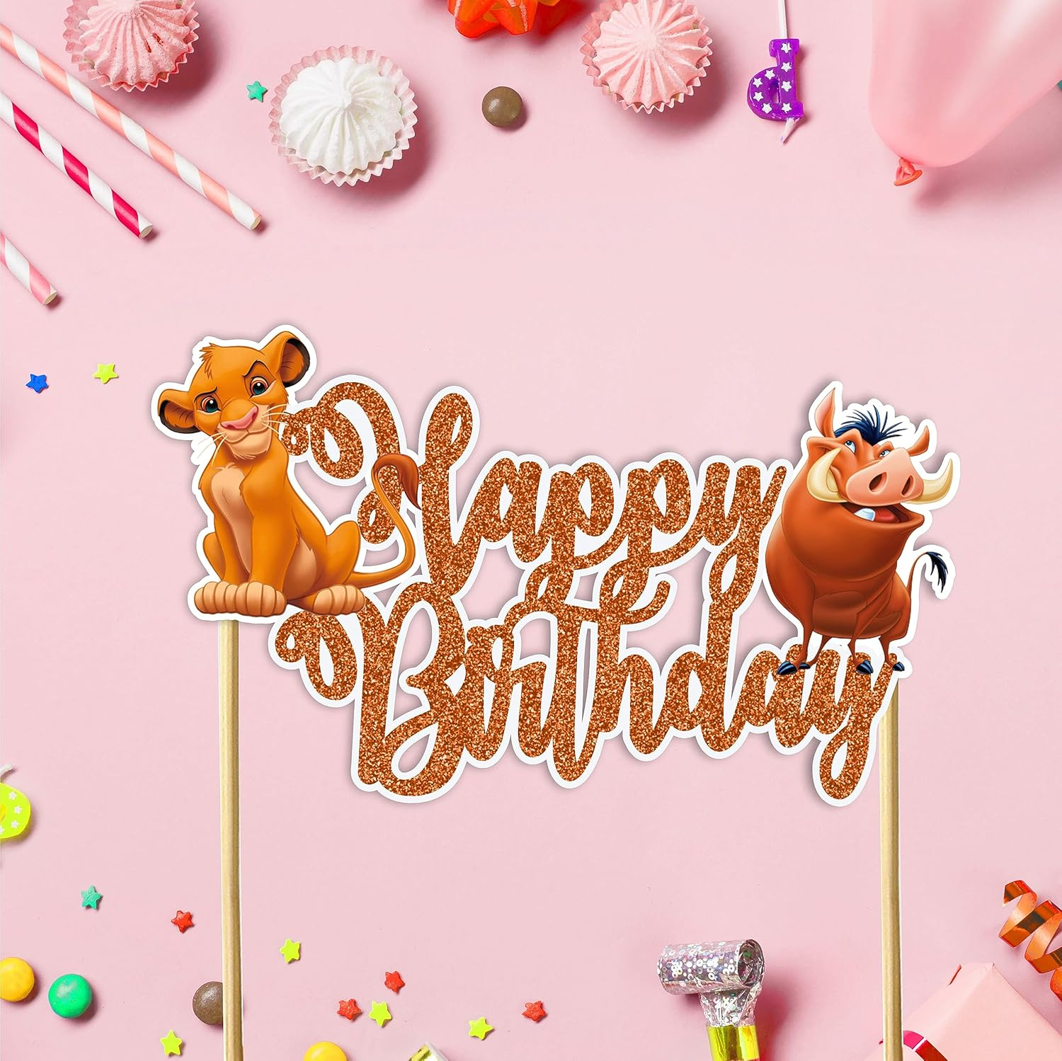 The Lion Kng Happy Birthday Cake Topper | Jungle Safari-Inspired Cake Decoration for Kids Parties, Animal Themes & Wild Celebrations