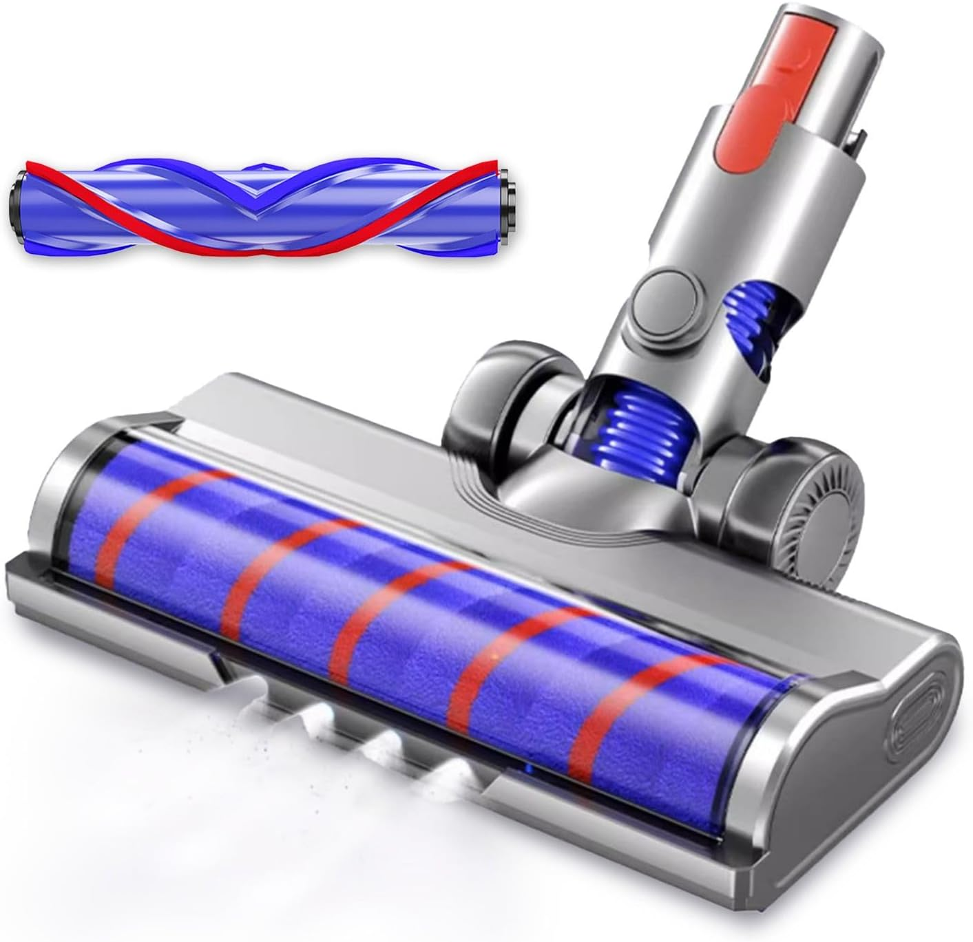 Vacuum Cleaners Motorhead,Soft Roller Brush Motorhead Turbo Roller Brush Head Replacement for Dyson V7 V8 V10 V11 V15 V8Slim with LED Lights,V Shape Turbo Bristle,Rotatable Motorized Floor Brush image number 2