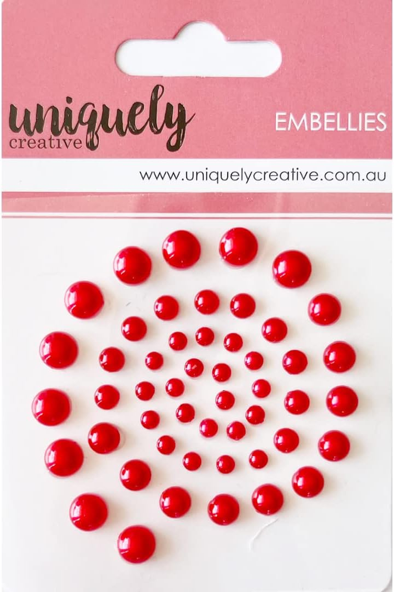 Uniquely Creative Self Adhesive Pearls 50-Pieces, Red