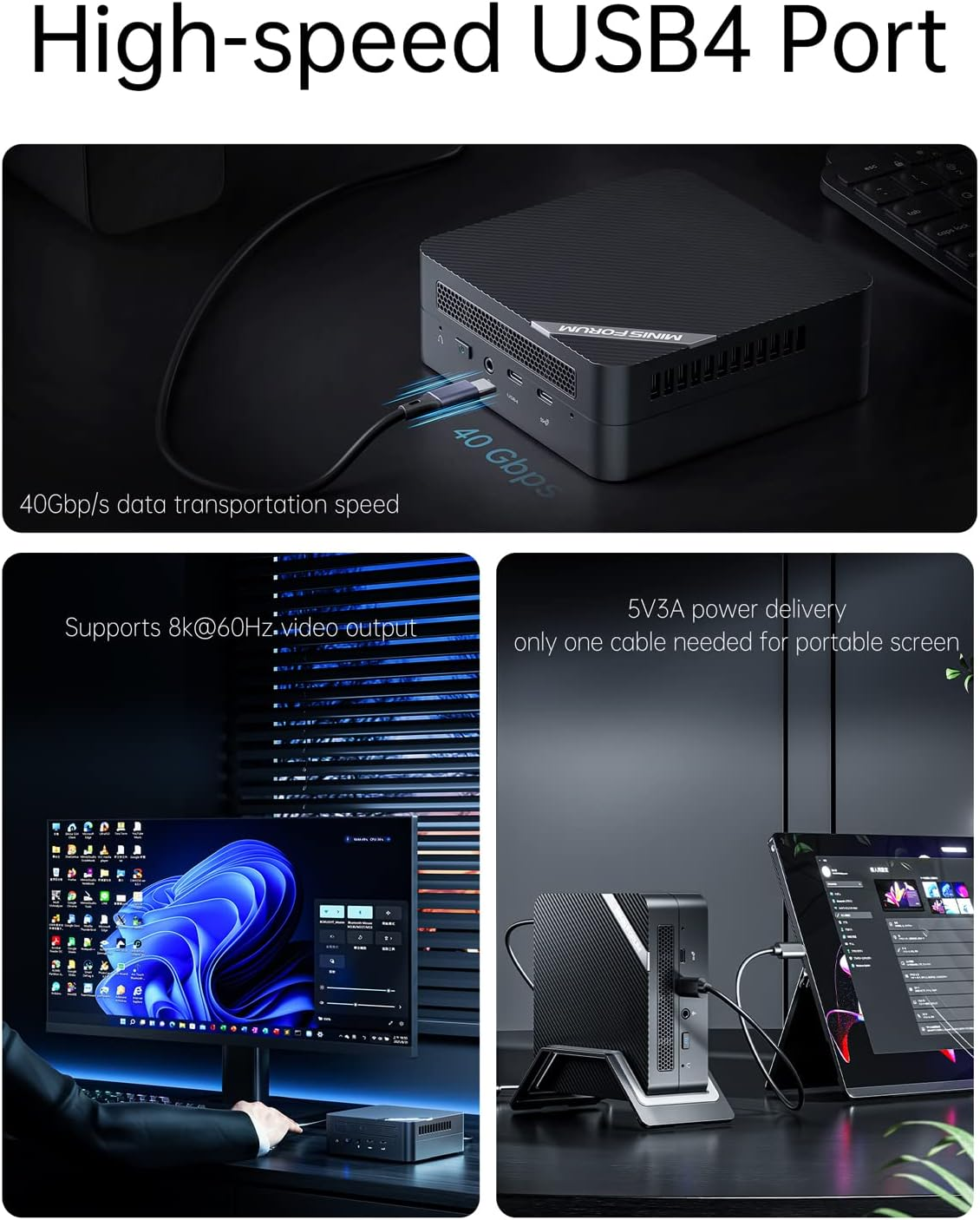 MINISFORUM Venus Series UM773 Lite Mini PC AMD Ryzen 7 7735HS up to 4.75Ghz 32GB DDR5 1TB Pcie4.0 SSD AMD Radeon 680M Mini Computer, 2 X Hdmi,1X USB4,5X USB Ports,Wifi 6,BT5. 2 image number 3