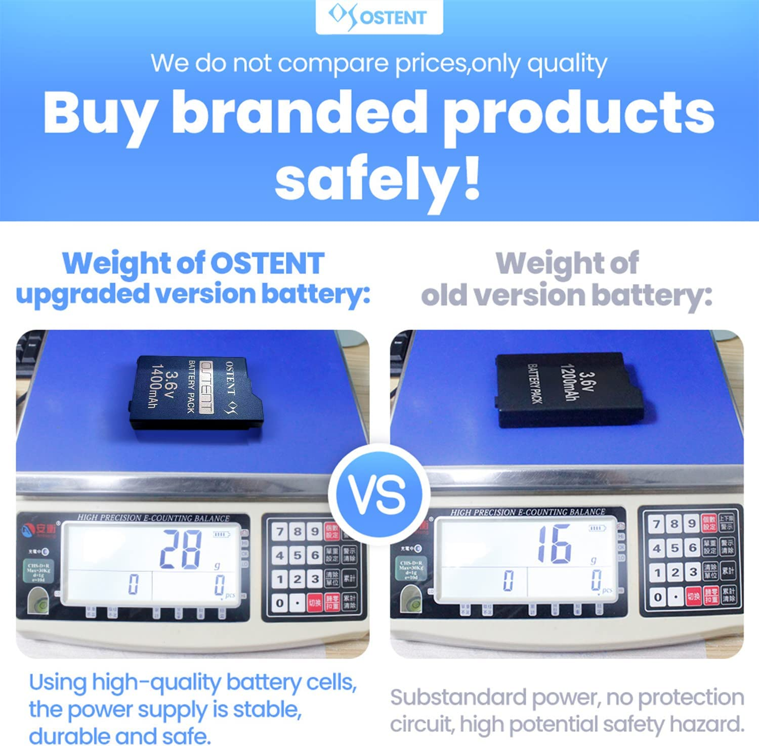 OSTENT Real 1400Mah 3.6V Lithium Ion Li-Ion Polymer Rechargeable Battery Pack Replacement Upgraded Version for Sony PSP 2000/3000 PSP-S280 Console Video Games image number 5