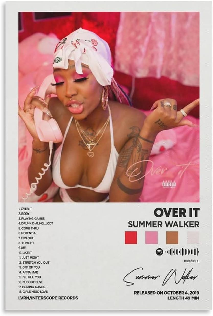 Summer Walker - over It Album Cover Canvas Posters for Room Aesthetic Gift Unframe:12X18Inch(30X45Cm)