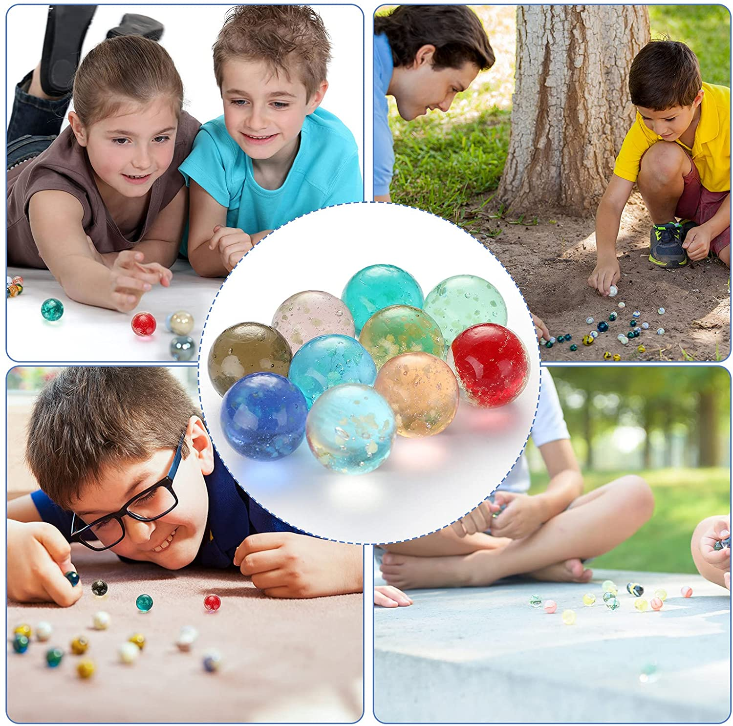 Skylety 50 Pieces Handmade Glass Marbles, Marbles Glow in the Dark, Colorful Glass Marbles for Boys and Girls Marble Games, DIY and Home Decoration, 10 Colors image number 6