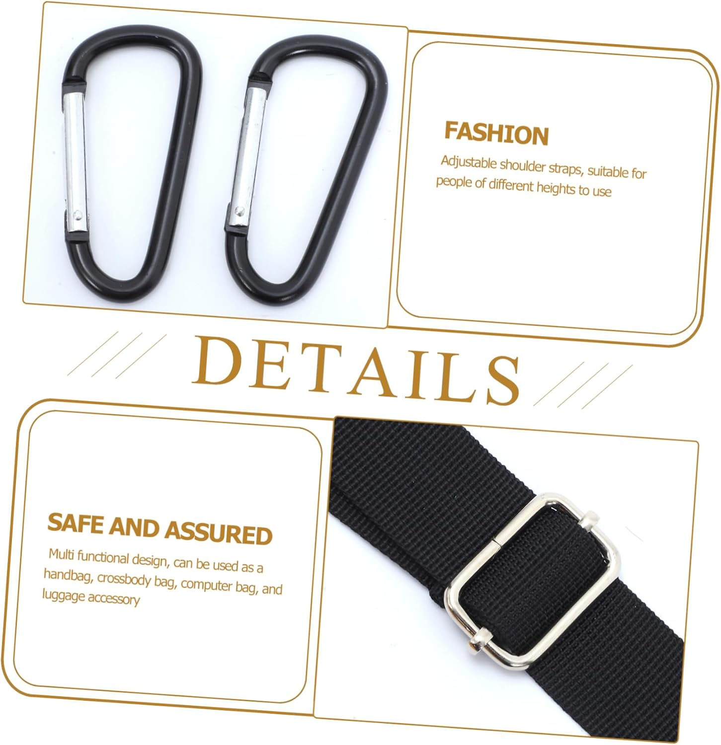 GARIOUANS Adjustable Shoulder Strap for Bags Crossbody Purse Extender Versatile Replacement Strap for Handbags Laptops and Luggage Comfortable and Flexible Use Various Settings image number 5