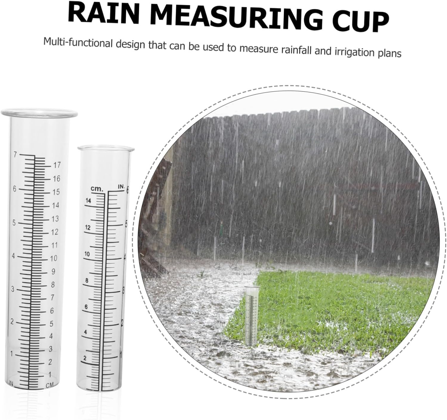Ibasenice 2Pcs Transparent Shaped Rain Measuring Tubes Plastic Rain Gauges for Garden Supplies Accurate Precipitation Measurement Tools image number 1
