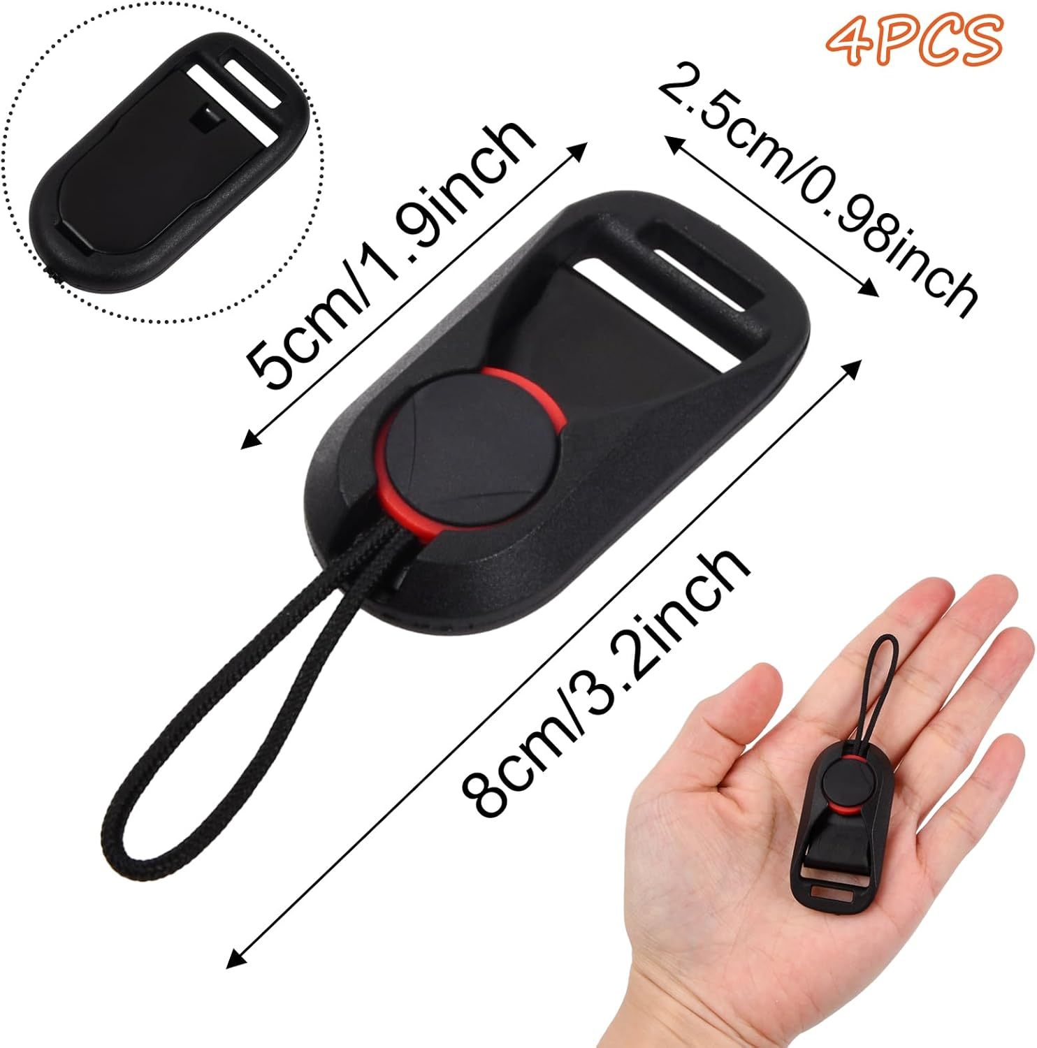 4 Pack Camera Strap Quick Release Buckles, Camera Neck Shoulder Strap Quick Release Loops Clips, Camera Strap Rapid Connectors, Universal Connection Buckle Adapter (Black)