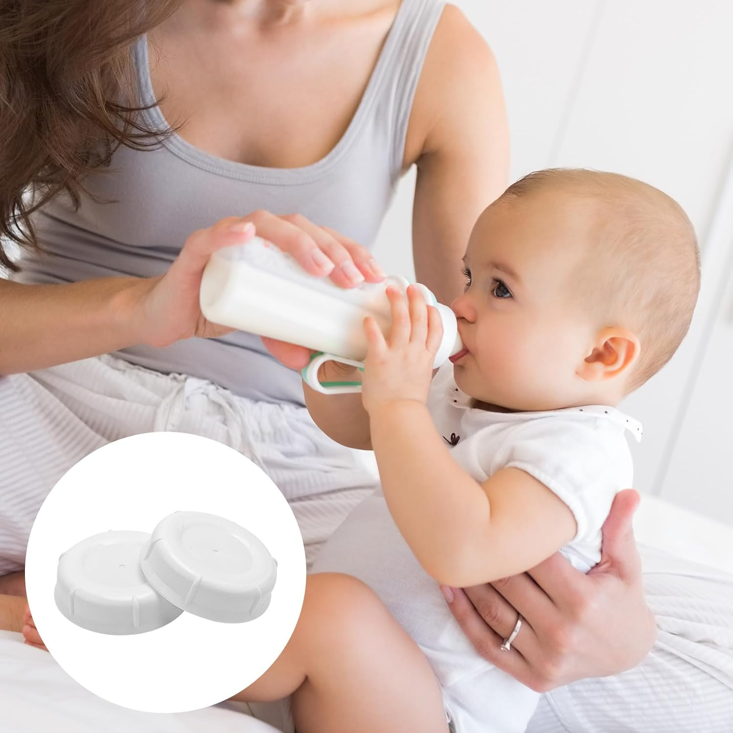 10Pcs Bottle Caps for Babies, Bottle Caps for Bottles Compatible with Bottles Lansinoh MAM Pigeon (White) - Orange image number 4