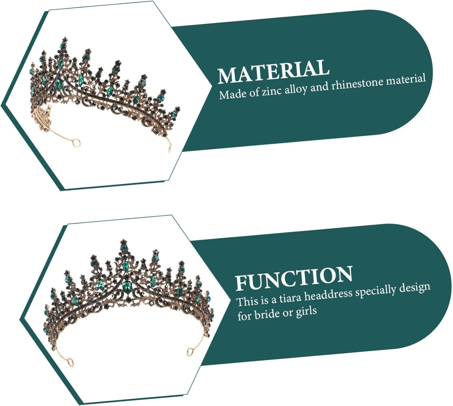 Minkissy Tiaras for Women Rhinestone Wedding Bridal Crown Quinceanera Crown image number 2