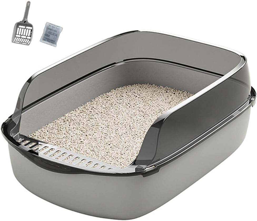 Open Top Cat Litter Box,Semi Enclosed Cat Toilets,Kitty Toilet Hood,Detachable Pet Litter Case,Large Litter Container,Pet Toilet with Litter Sifting Scoop image number 1
