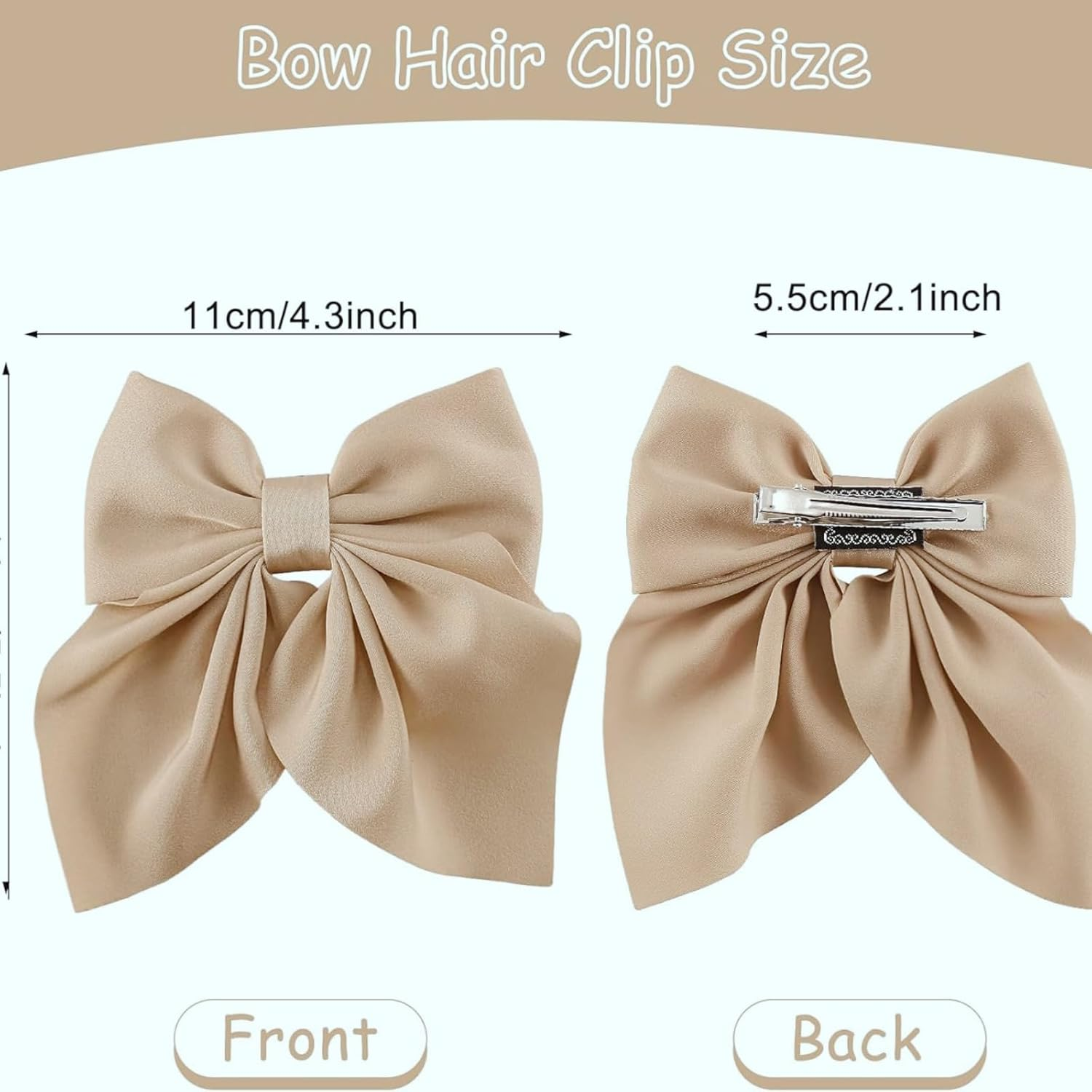 Pack of 10 Large Bow Hair Clips with Long Tails - Soft Satin French Hair Pins for Women and Girls - Perfect for Parties and Valentine'S Day