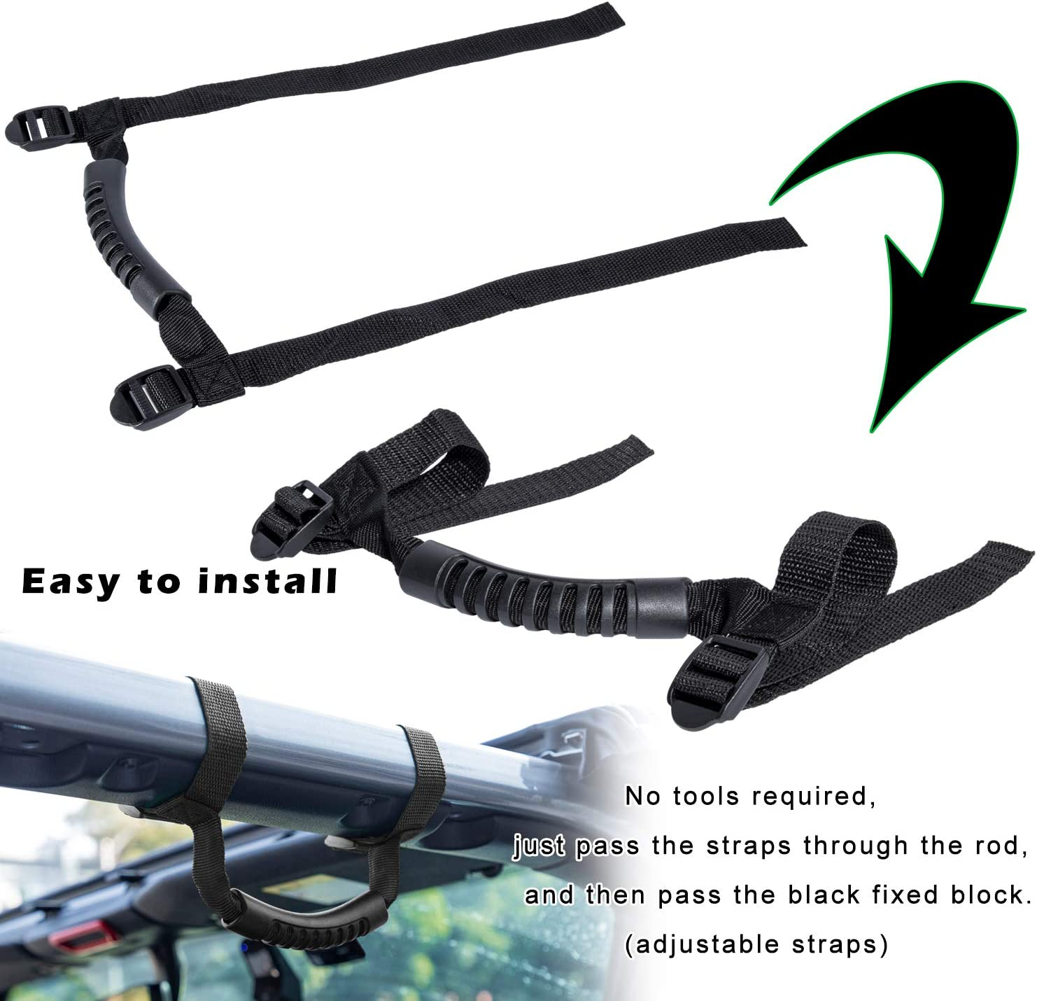 Danti 4 X Grab Handles Grip Handle for Jeep Wrangler YJ TJ JK JKU Sports Sahara Freedom Rubicon X & Unlimited X 2/4 Door Roll Bar 1995-2016 (Black) image number 1