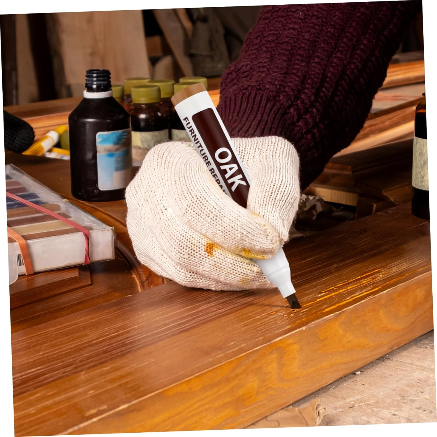 6Pcs Furniture Touch-Up Pen Marker for Wooden Furniture Repair Touch up Paint Pen for Scratched off Areas for Hiding Blemishes image number 3