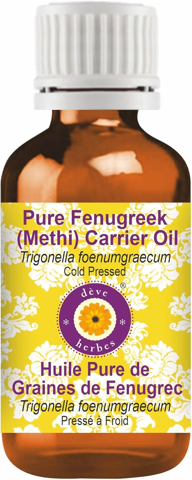 Deve Herbes Pure Fenugreek (Methi) Carrier Oil (Trigonella Foenumgraecum) Natural Therapeutic Grade Cold Pressed 30Ml (1 Oz) image number 1