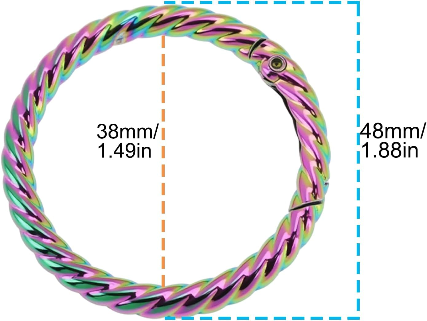 Briny River 4PCS Rainbow O Ring Hook Spring Opening Snap Clip 1 1/2 Inch Inner Diameter 38Mm Outer Diameter 48Mm Zinc Alloy Keychain image number 5