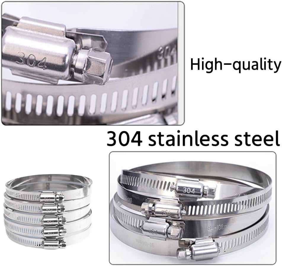 4 Pack 304 Stainless Steel Duct Clamp Worm Gear Adjustable 78Mm-101Mm Hose Clamp,Pipe Clamp Dryer Vent Clamp Thumb Screw Clamps for Plumbing,Mechanical image number 4