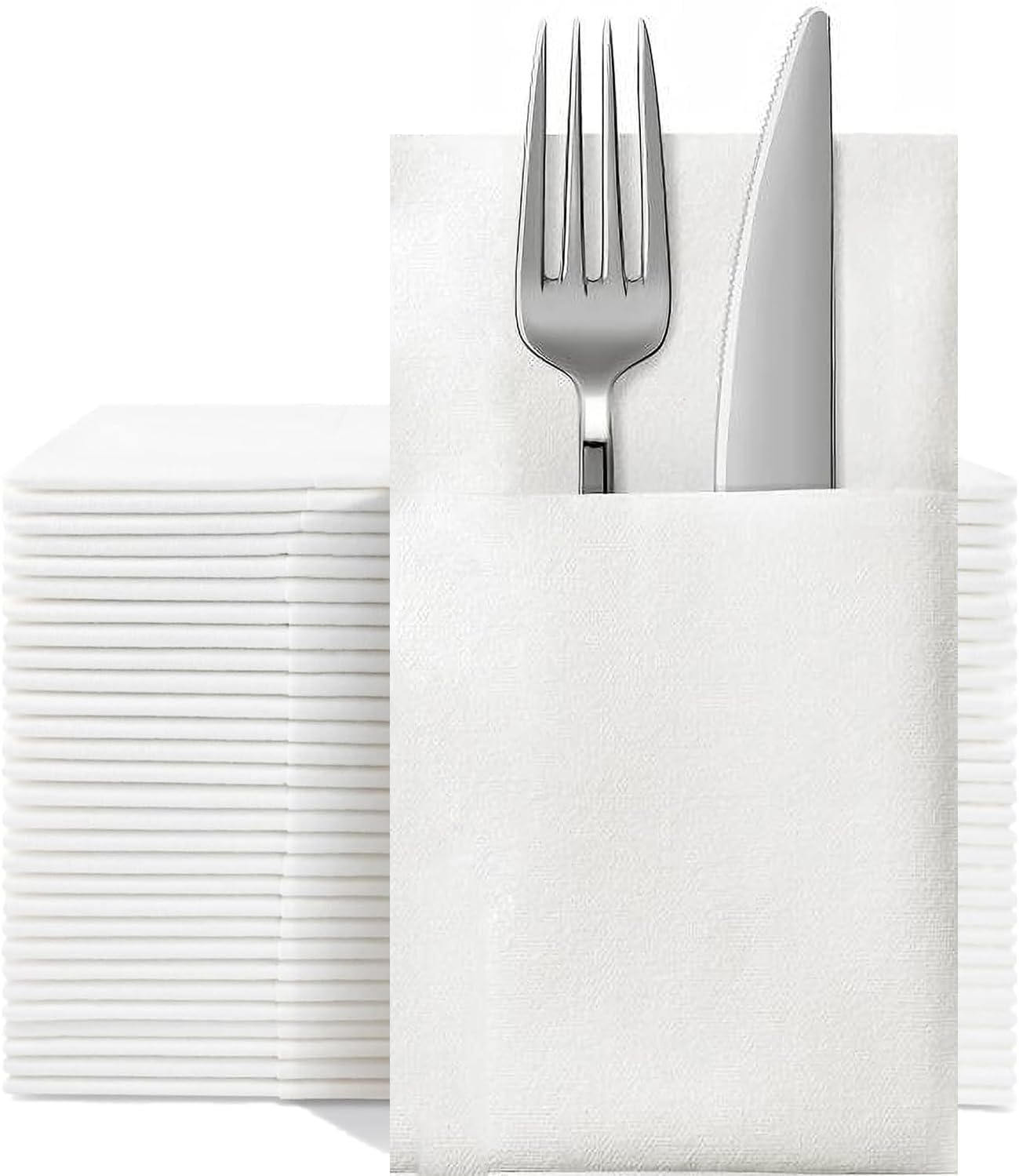 KMAKII Disposable Napkins,Pocket Napkins,White Paper Napkins,Linen Feel White Napkins,40&times;40Cm,100 Count,White