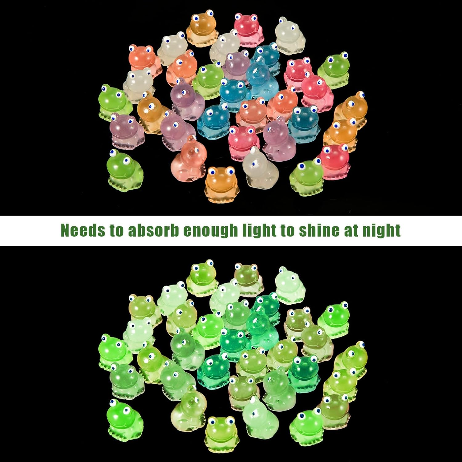 Pack of 100 Mini Resin Frogs, Luminous Frog, Small Frogs, Miniature Figures, Frogs, Garden Decoration, Mini Resin Animals for DIY, Dollhouse Decoration (20 Colours) image number 5