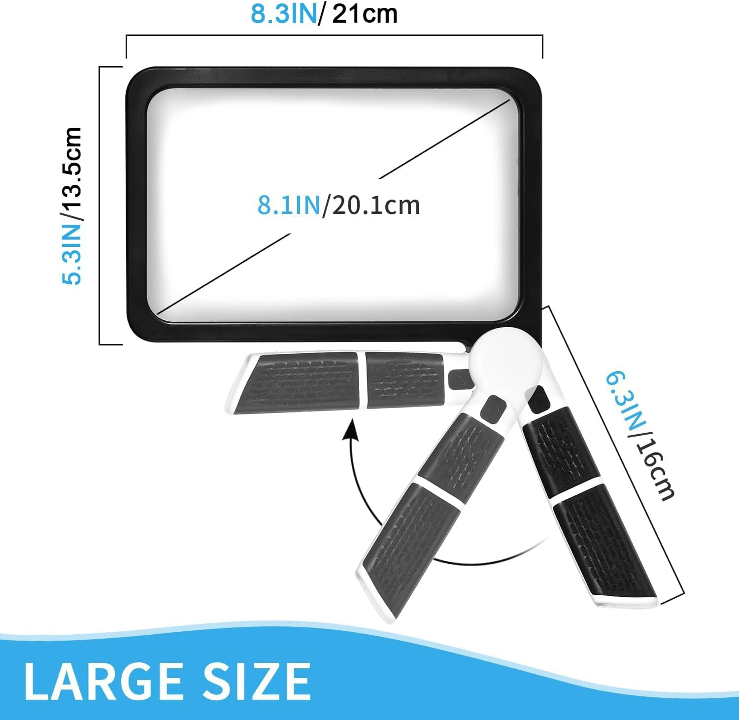 5X Large Magnifying Glass with Adjustable LED Light, 48LED Cold/Warm Light 3 Modes, Full Page Illuminated Magnifier for Seniors Low Vision - Folding Handheld for Reading, Inspection & Close Work image number 5