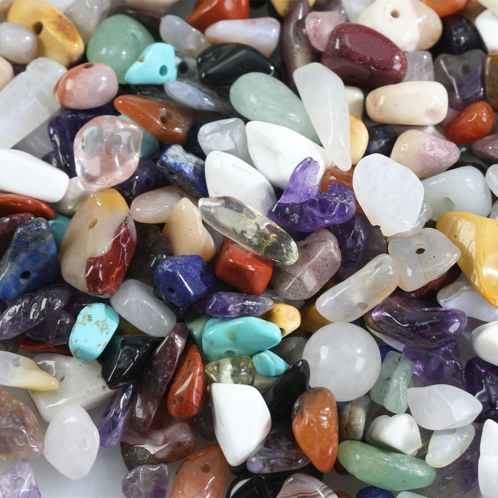 260Pcs Natural Clear Crystal Beads Chips 5Mm to 8Mm Irregular Gemstone Beads with Holes DIY for Bracelet Necklace Earrings Jewellery Making Craft 32 Inch image number 3