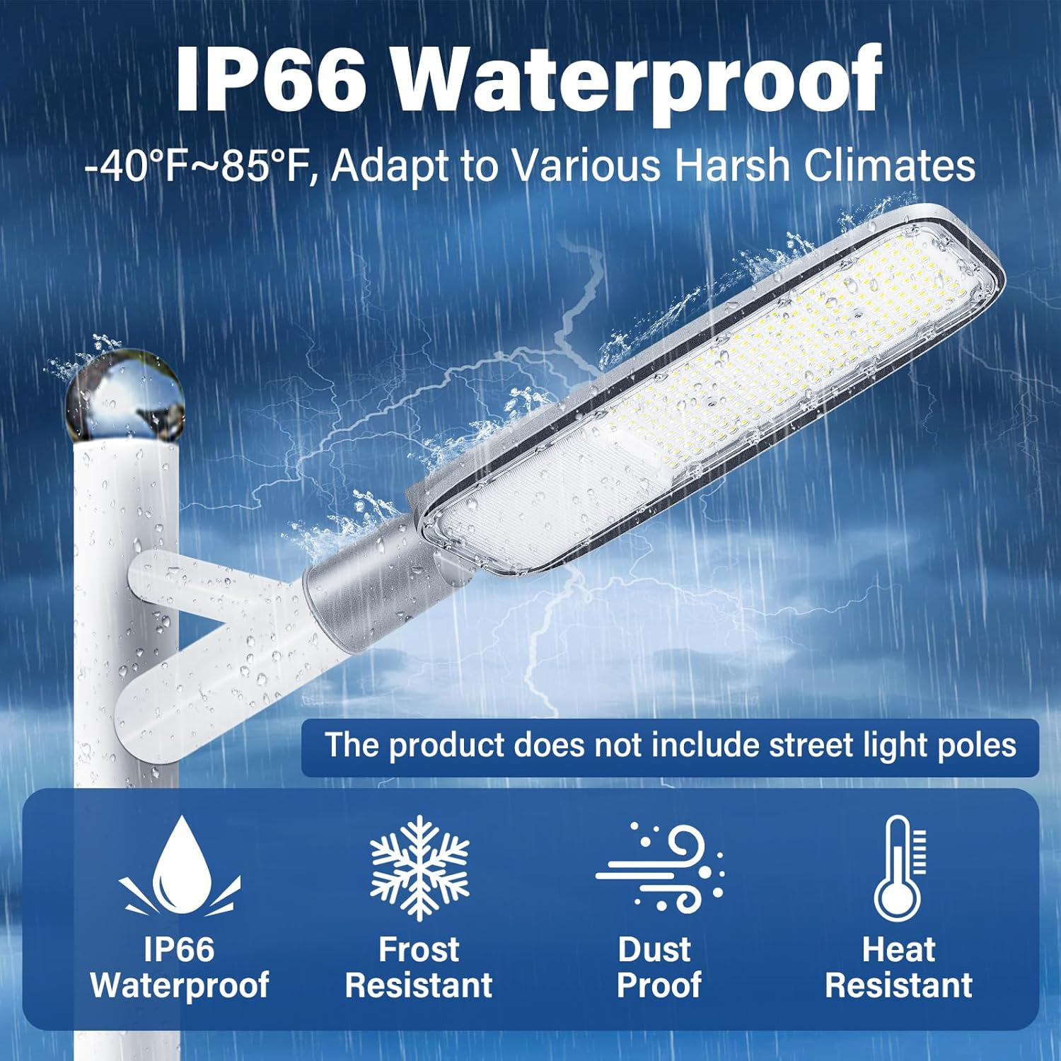 RIGIDON LED Street Light for Outdoor Use, 200 W, 13892 Lm, IP66 Waterproof, Warm White Parking Light for School Street, Parking, Basketball Court, Yard, Square, Garage, Garden, Flood Lights 4000 K image number 4