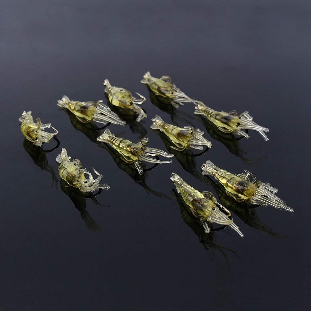 Bait,10Pcs Shrimp Simulation Soft Prawn Lure Bait Hook Tackle Bass Fishing Lures image number 5