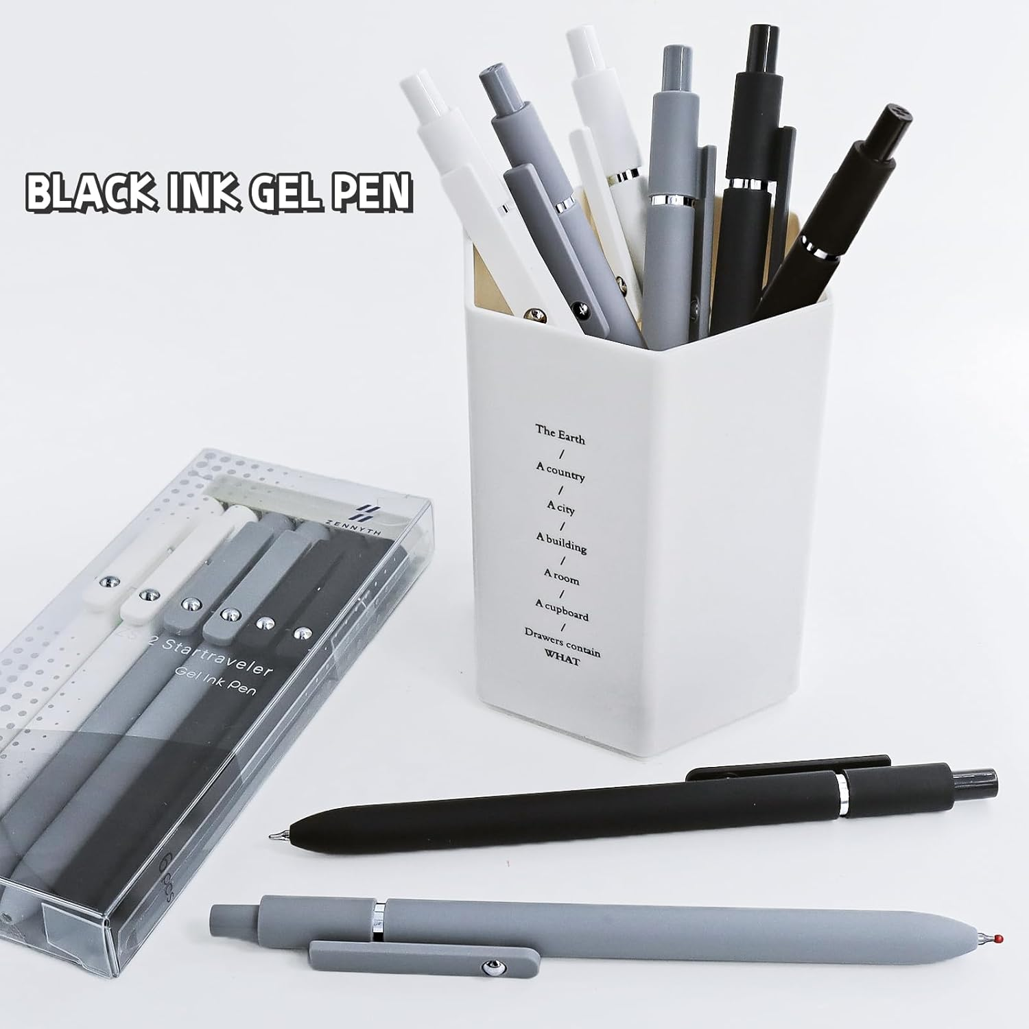 UIXJODO 6 Pcs Gel Pens 0.5Mm Quick Dry Black Ink Pens Fine Point Smooth Writing Pens, Cute Office and School Supplies Gifts for Women Teacher Students (6 Pcs Black White Grey Silver) - 6 Pcs Morandi Gold image number 5