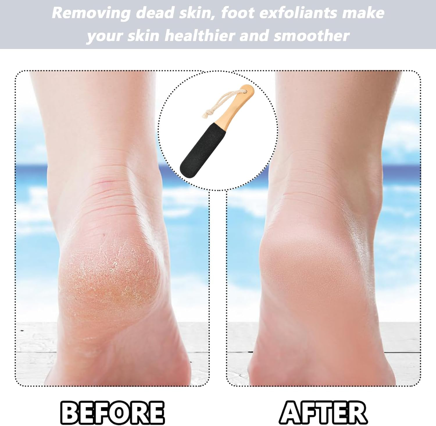 Pumice Stone for Feet, Black Foot Scrubber and Callus Remover, Beech Wood Handle with Black Silicon Carbide, Effective Heel Scraper and Foot Exfoliator for Pedicure image number 1