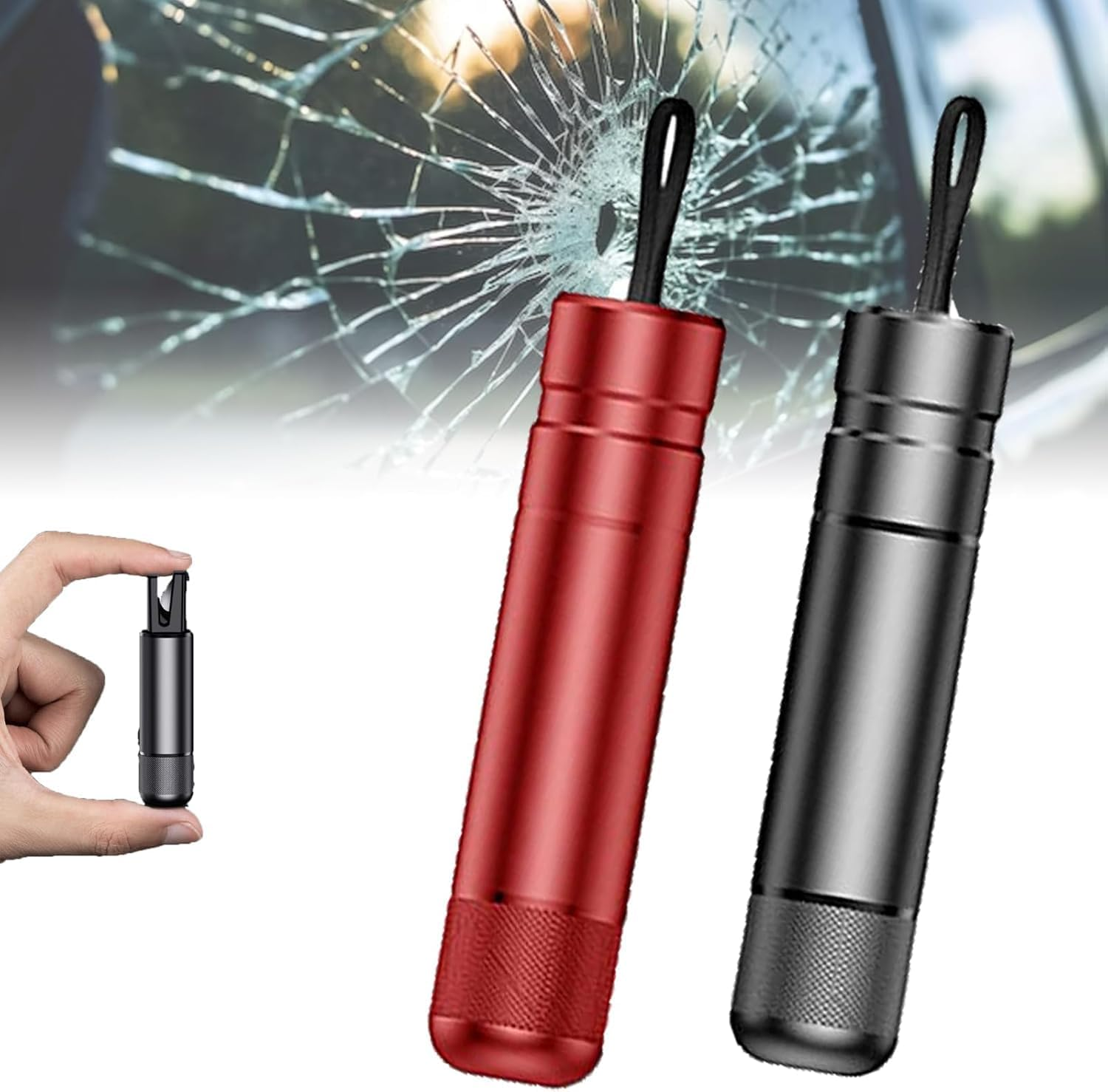 Car Safety Hammer Seatbelt Cutter, Car Window Breaker and Seatbelt Cutter Tool, Auto Rescue Escape Emergency Safehammer Punch, Safety Hammer Window Glass Breaker (Red+Black) - Blue+Black image number 3