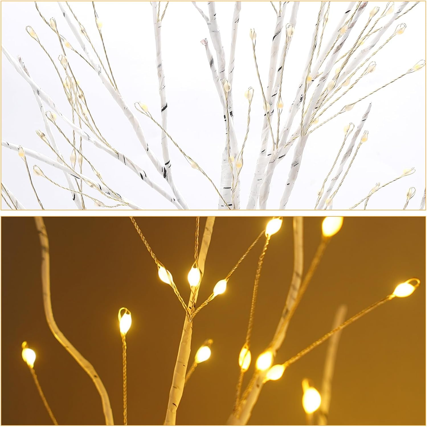 Howeifull 144 LED Light Tree with Timer, LED Birch Tree Light Warm White Adjustable Branches Bonsai Decorative Tree Lighting Indoor Decoration for Christmas, Party, Wedding, Usb/Battery Operated