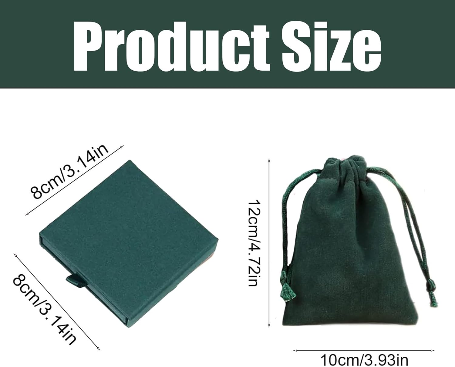 6 PCS Small Gift Box Set with Lids, Necklace Box and Jewellery Storage, Includes Black and Dark Green Gift Boxes with Drawstring Bags for Jewellery Presentation and Organisation image number 3