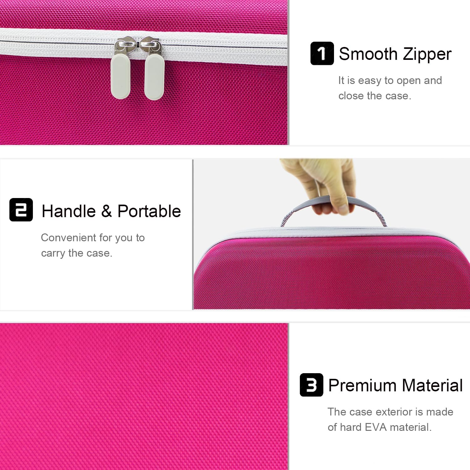 YIIWAY Hard Case Compatible with Dyson Supersonic R Hairdryer HD17, Protective Case Carry Bag, Bag Only - Pink YC86005 image number 5