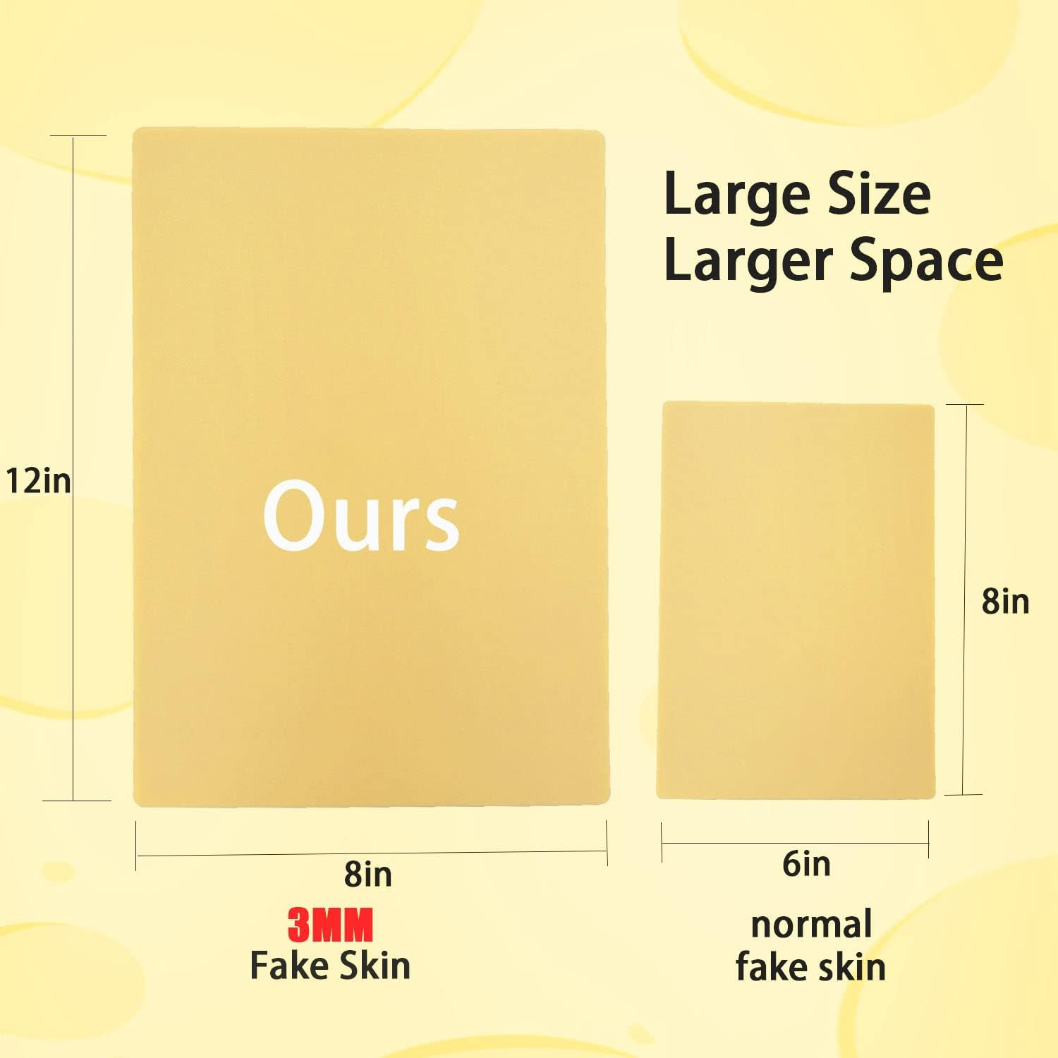 3Mm Tattoo Practice Skin, 3 Pcs 12X8" 3Mm Thick Silicone Fake Skin Blank Double Sides Soft Skin, Tattooing Microblading Eyebrow Lip Practice Sheet for Beginners and Artists (3Pcs I 3Mm)