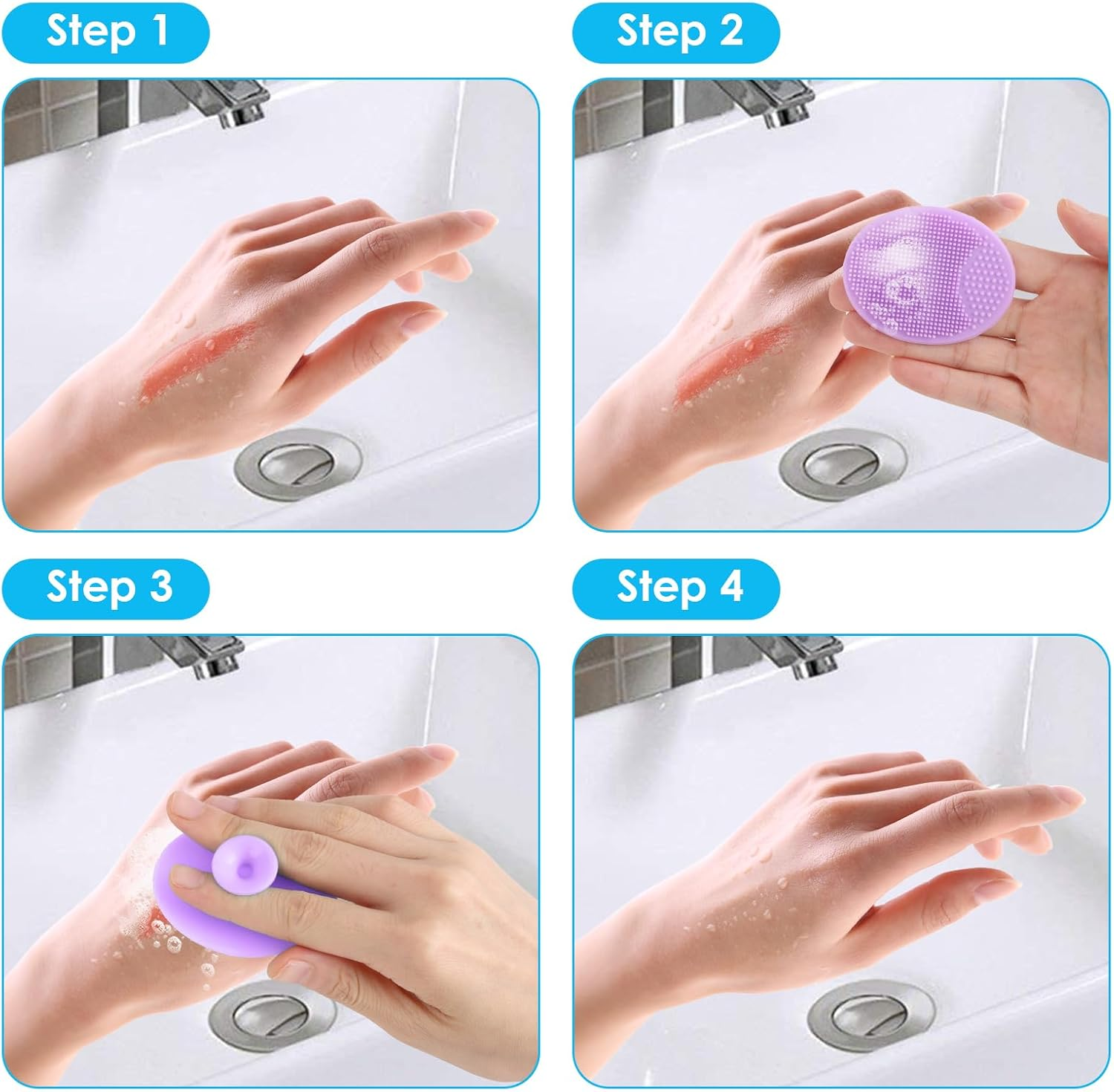 4 Pcs Silicone Face Scrubber, Soft & Gentle Pore Cleansing Brush for Blackhead Removal and Deep Pore Cleaning, Portable Cradle Cap Brush Travel or Fast-Paced Life for Men & Women (D) image number 2