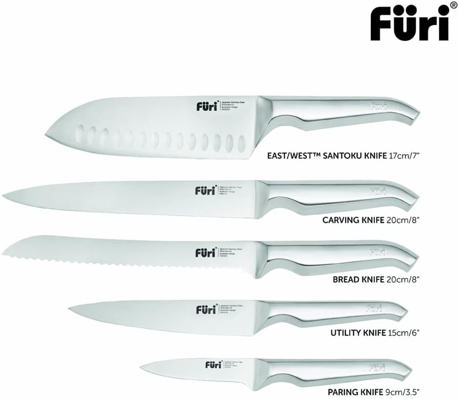 Furi Pro Vault Knife Block Set 6 Pc, Compact Knife Block with Five Premium Knives for a Superior Cutting Performance, High-Quality Stainless Steel Blades, Ergonomic Reverse-Wedge, Anti-Fatigue Handle image number 4