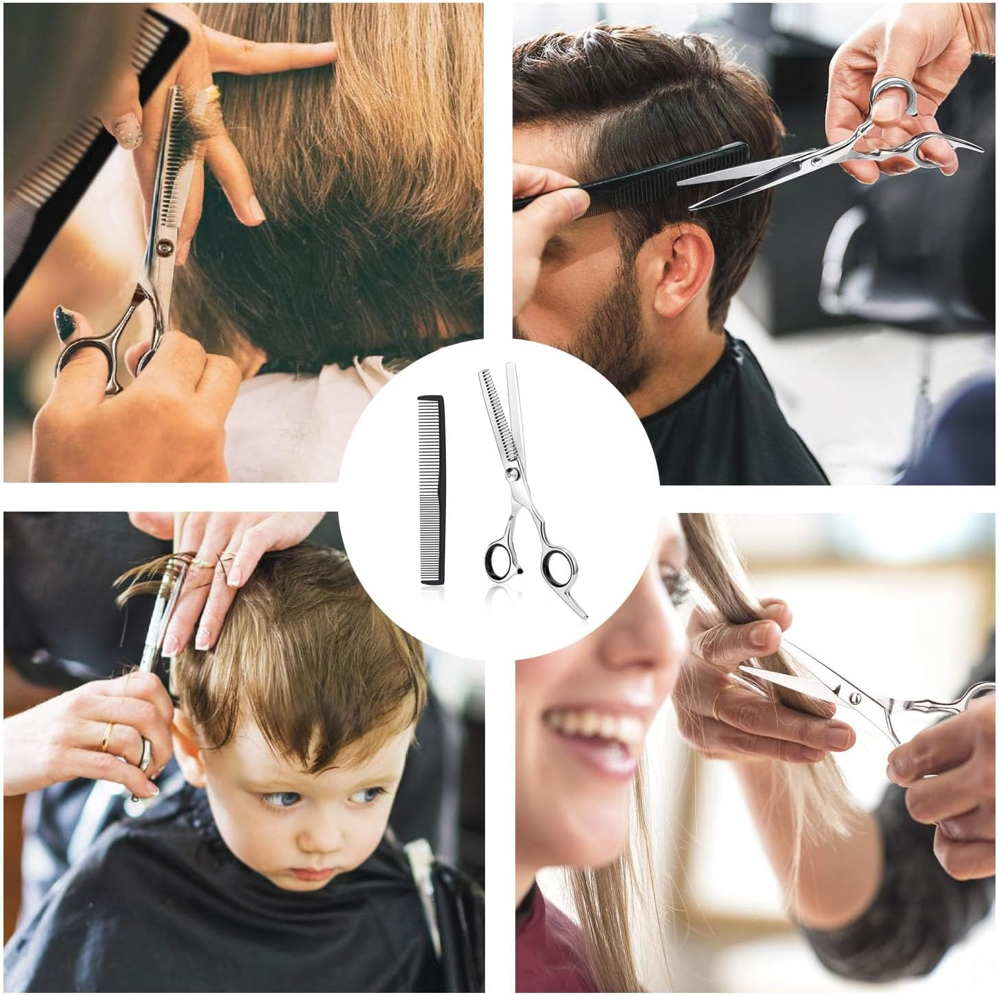 Shengsenfu Professional Thinning Shears - 6.7" Stainless Steel Haircut Scissors, Teeth-Edge Design with Fine Adjustment Screw, for Home, Salon, Barber Use, Salon-Grade Hairdressing Precision Shears image number 1