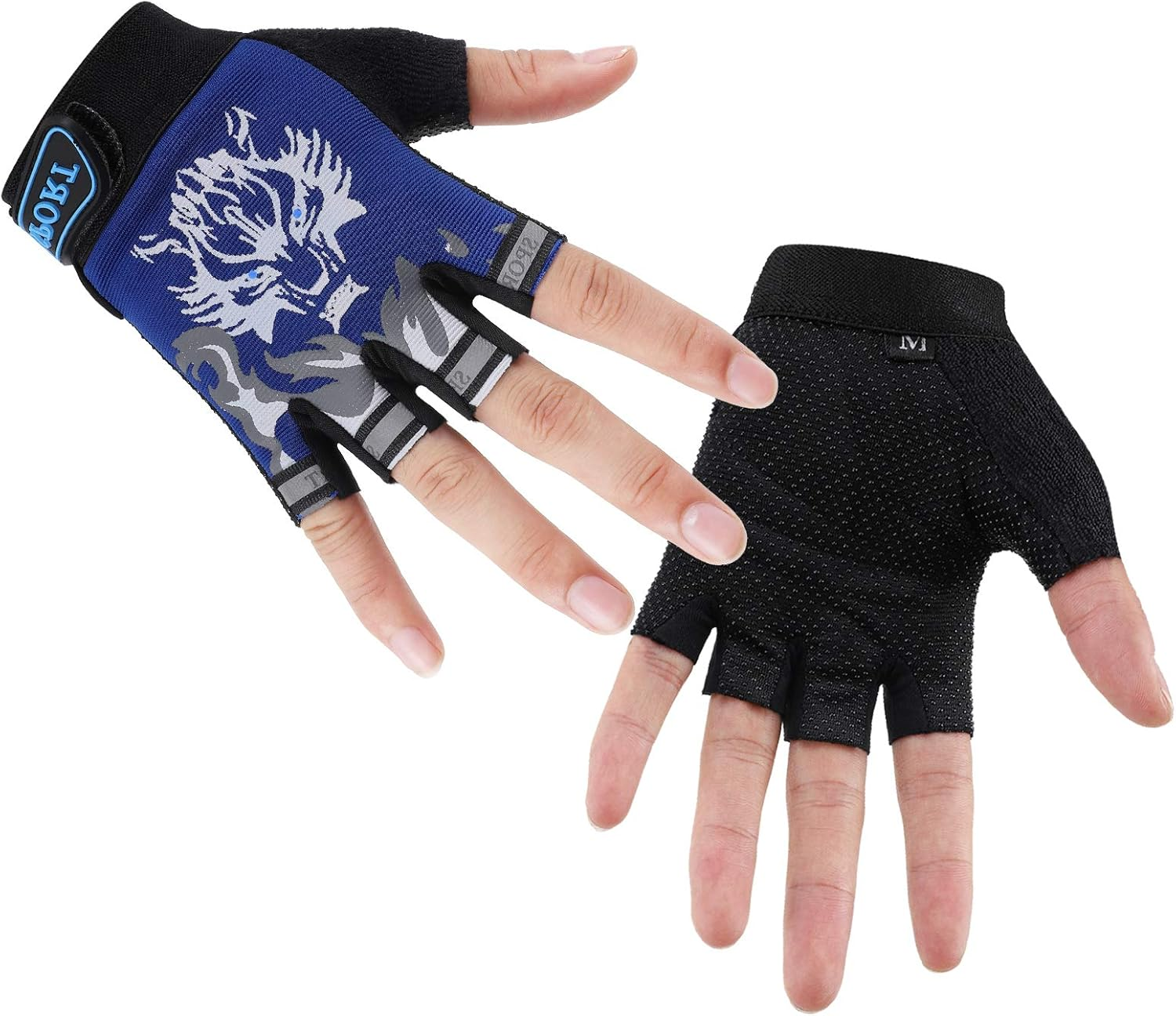 Kids Fishing Gloves, Kids Sport Gloves, Kids Cycling Gloves, Children Half Finger Gloves for Cycling Camping Fishing Parkour Outdoor Sports image number 3