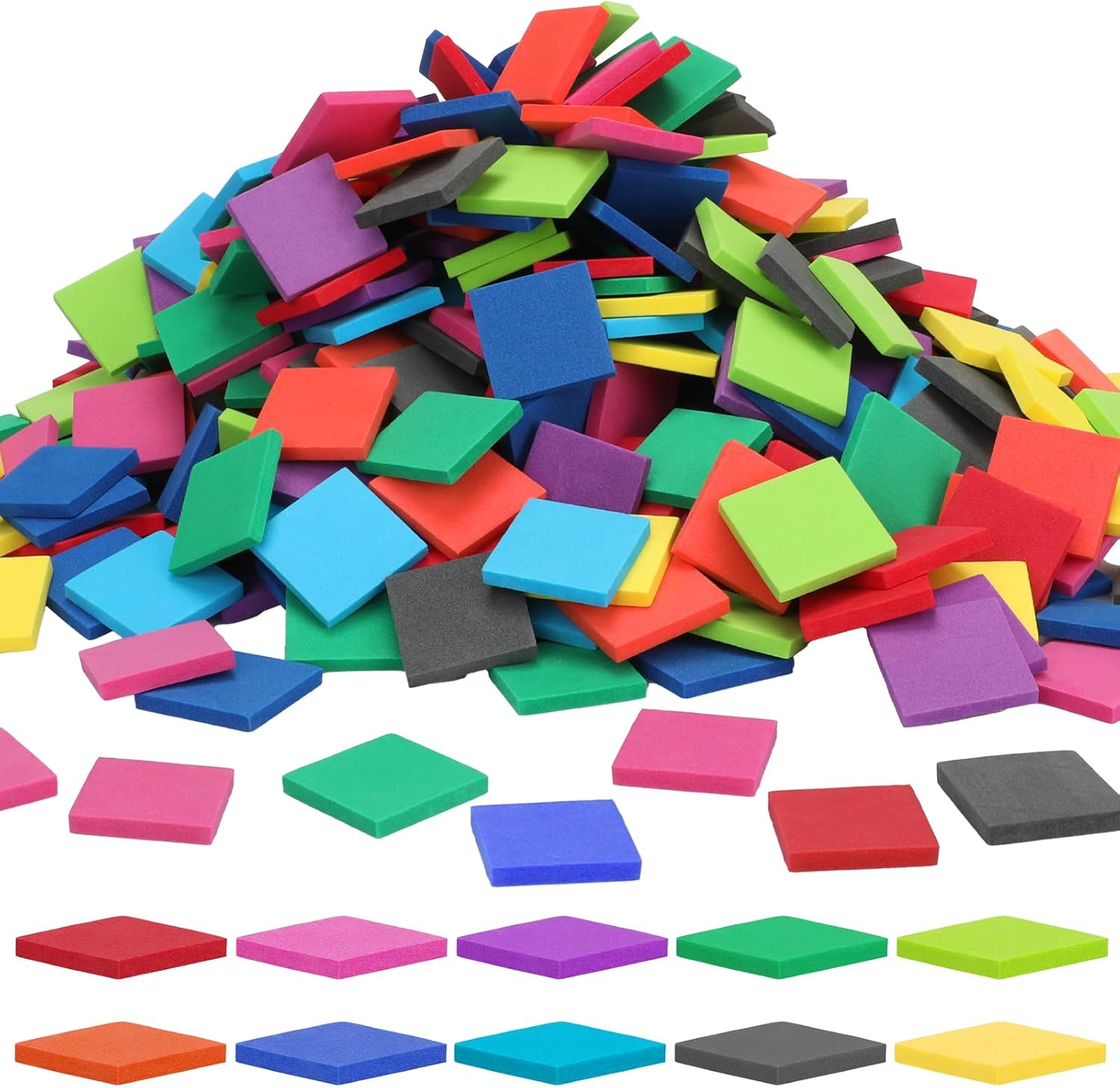 Coopay 500 Pcs Foam Square Color Tiles, Math Counters, Sorting Colored Foam Squares Math Counting Manipulatives, Game Tokens, Bingo Chips, Classroom Crafts for Kids Learning Development Toys image number 2