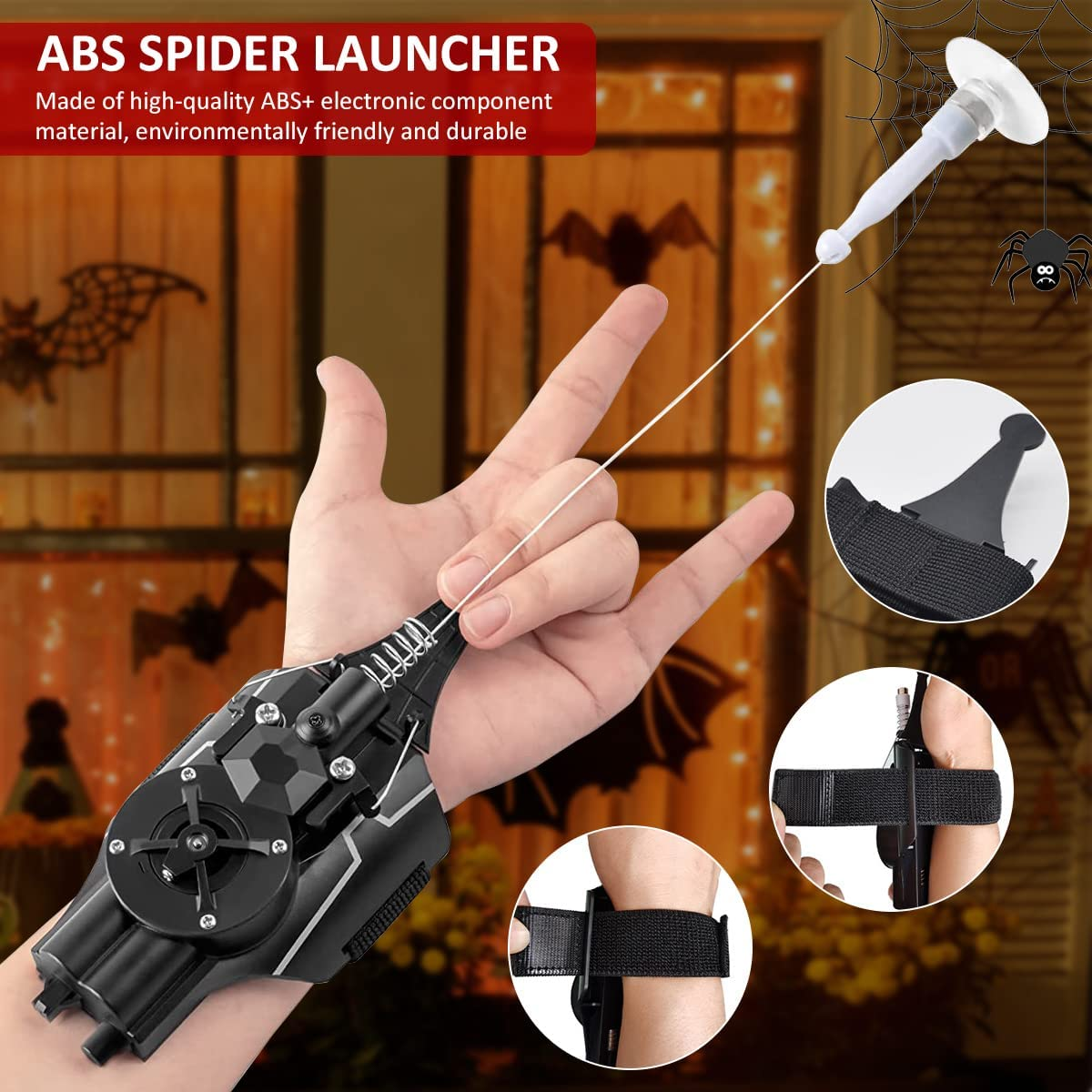 Web Launcher Toy, Newly Upgraded Web Shooters for Kids Gift, Rechargeable Portable Spider Launcher Toy, Silk Spider String Launcher Game for Cosplay (Black) image number 1