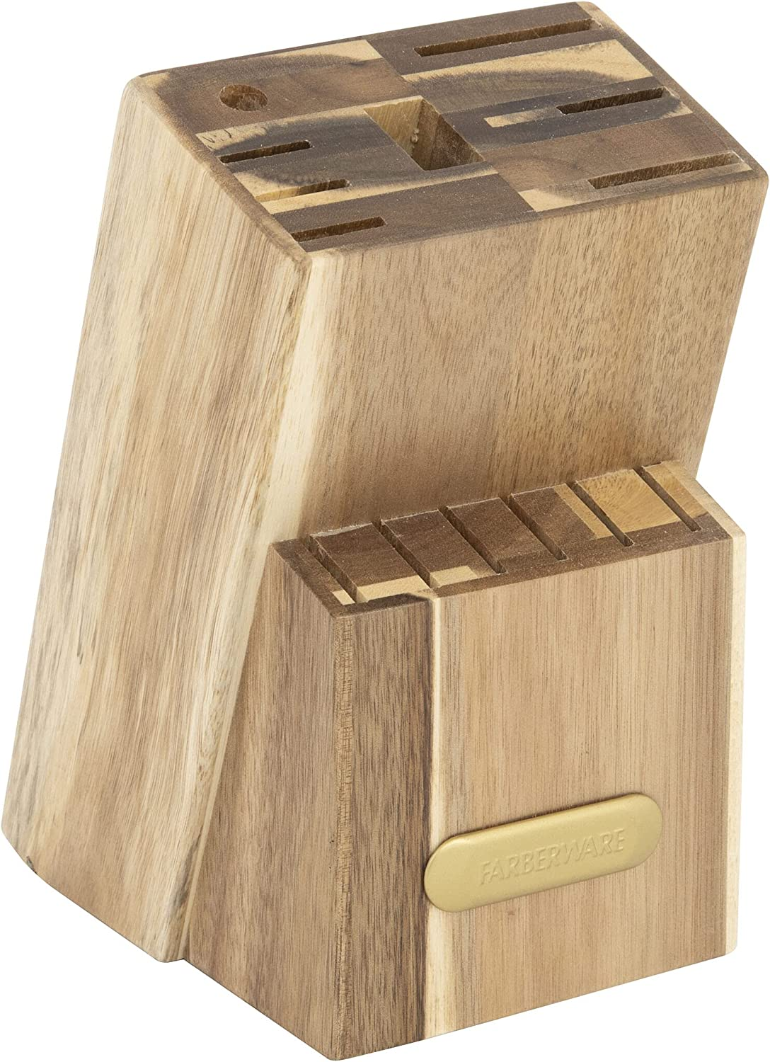 Farberware 15-Piece Triple Riveted Acacia Knife Block Set, High Carbon-Stainless Steel Kitchen Knives with Ergonomic Handles, Razor-Sharp Knife Set, Pink and Gold image number 3