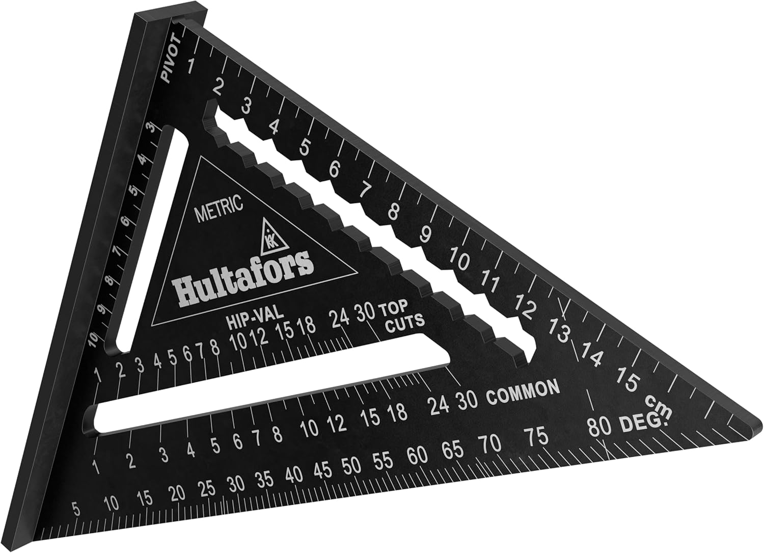 5-In-1 Stop Triangle 180 Mm I Hultafors I Carpenter'S Square CNC Milled Aluminium I Carpenter'S Square for Marking, Measuring & Drawing I Includes Conversion Chart I 257010 image number 3