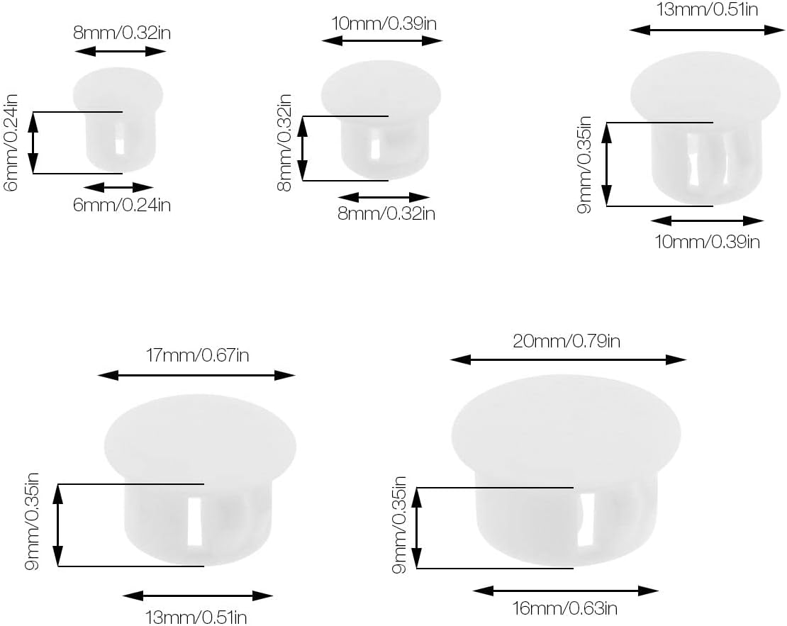 Ecsing 100Pcs Plastic Hole Plug Replacement Flush Type Hole Plugs Snap Furniture Fencing Post Pipe Insert End Caps Accessories for Cabinets Window Frames White image number 2