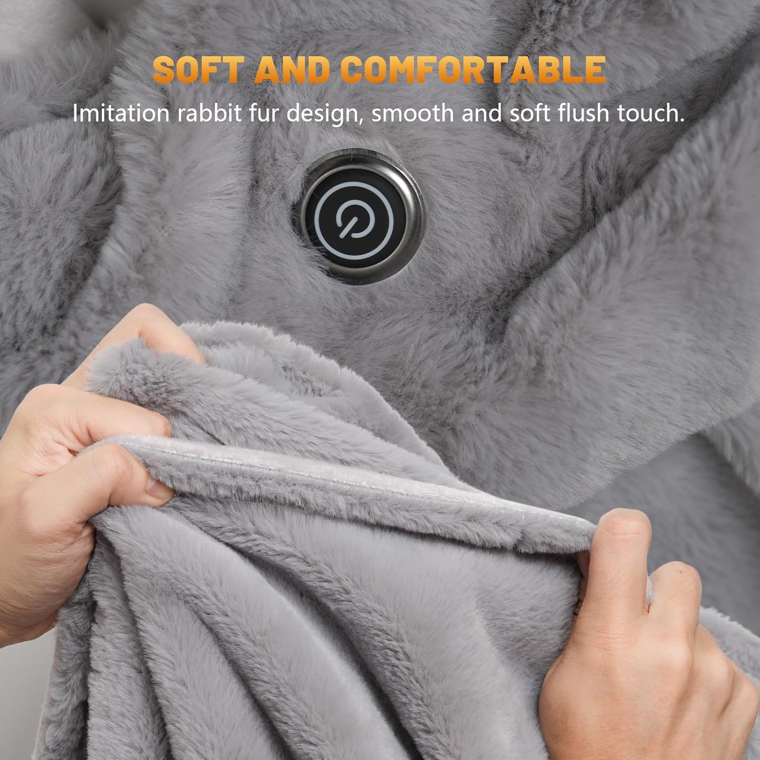 Portable Heated Shawl Travel Throw Blanket, Single Heated Poncho Electric Wraps with 3 Heating Levels & Zipper, Soft Plush Warm Shawl Wearable for Home Office,Usb Charging (No Power),150X80Cm image number 4