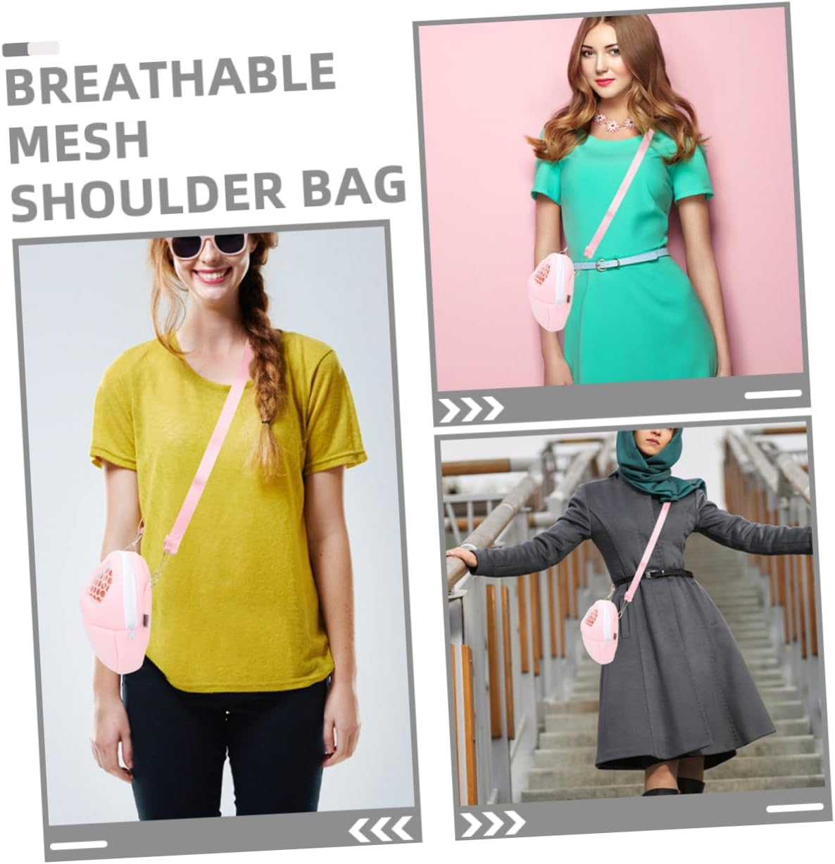 Yardwe Portable Hamster Carrier Bag with Adjustable Strap Breathable Mesh Medium Size for Travel with Hamsters Chinchillas and Guinea Pigs image number 2